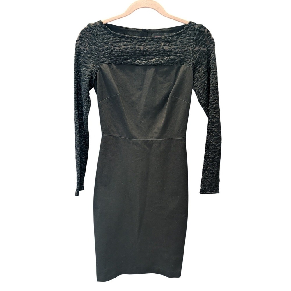 Banana Republic Black Leopard Lace Sheath Dress Sz 2 Long Slv by Roland Mouret
